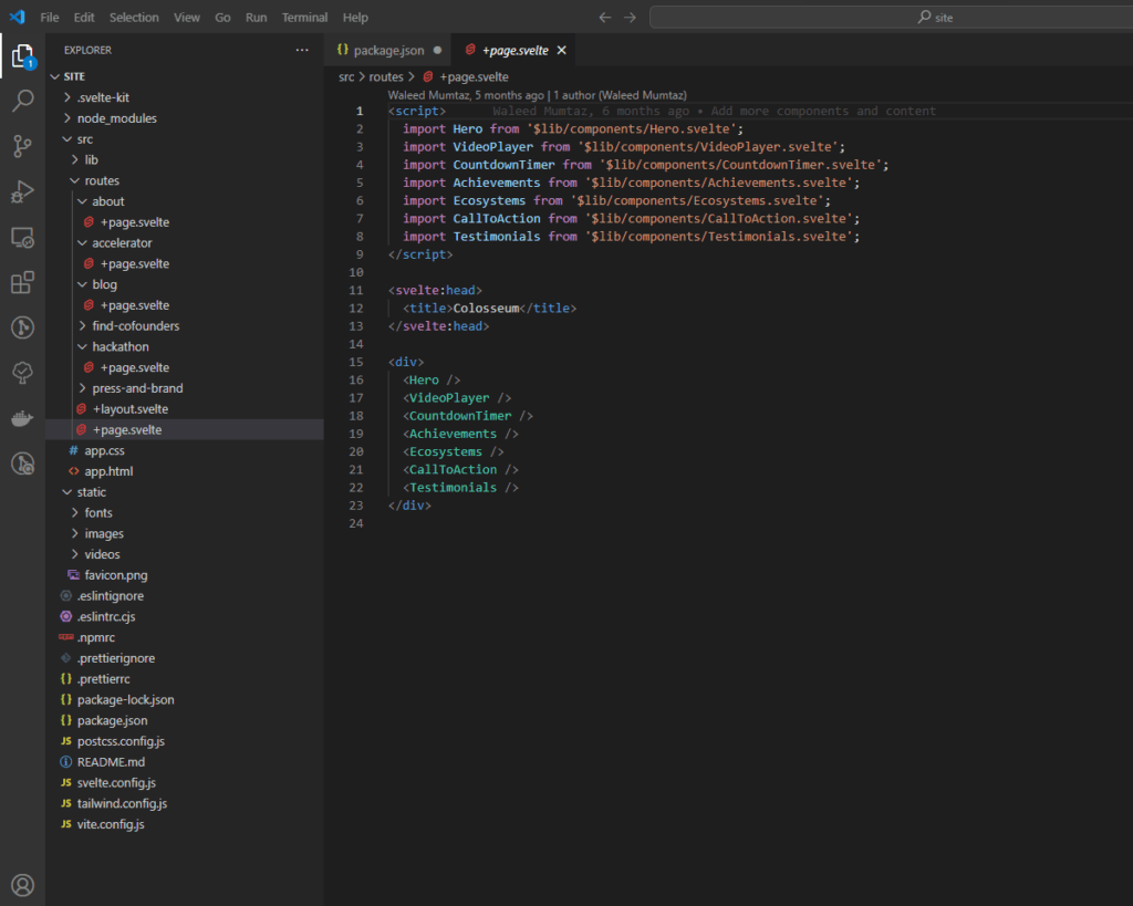 Colosseum Svelte and TailwindCSS