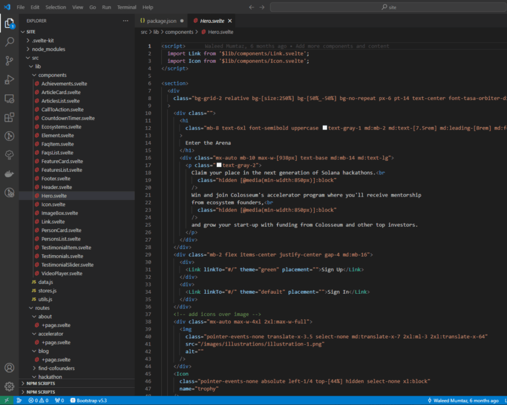Colosseum Svelte and TailwindCSS