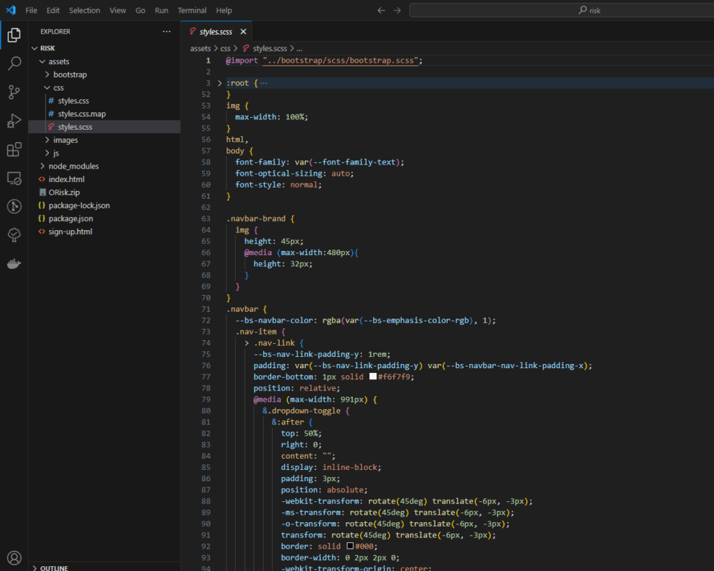 Orisk, HTML5 Bootstrap5, SASS