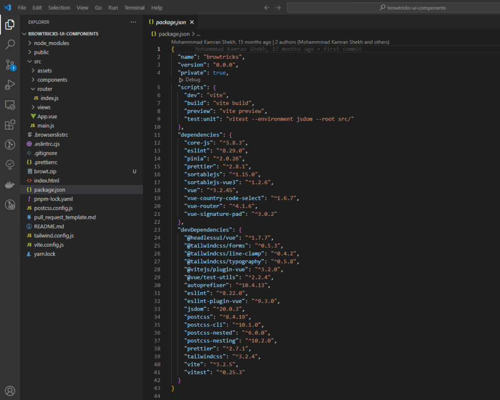 Browtricks Vue JS and TailwindCSS