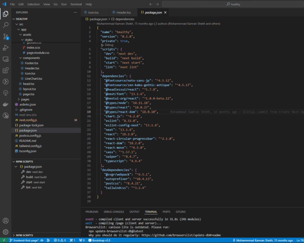 Healthy Next Js and TailwindCSS