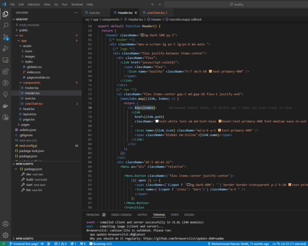 Healthy Next Js and TailwindCSS