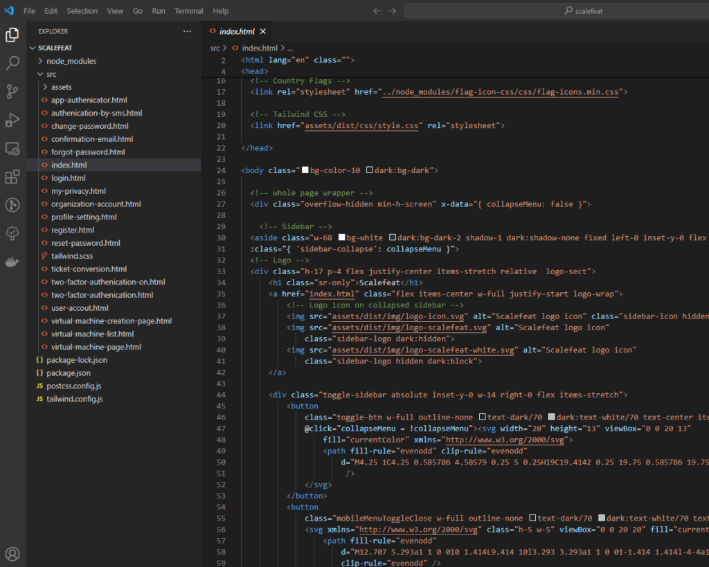 Scalefeat HTML5 and TailwindCSS